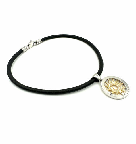 Collier BVLGARI. Collection "Tondo", collier en or, acier et diamants 58 Facettes