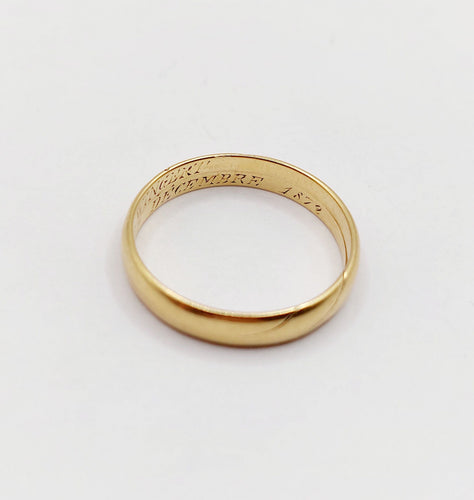 Bague 55.5 RARE Alliance jumelées victorienne or jaune 18k (circa 1872) antique 58 Facettes A06007