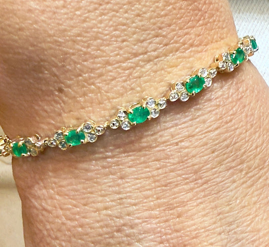Bracelet Bracelet or jaune émeraude et diamants 58 Facettes