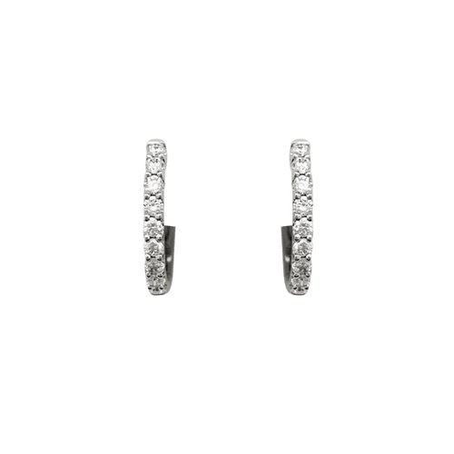 Boucles d'oreilles Paire de petites créoles en or blanc, diamants. 58 Facettes 34102