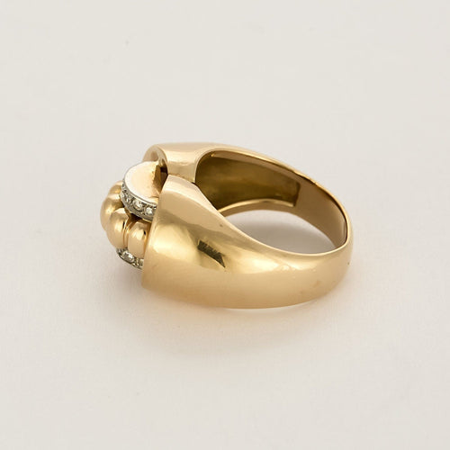 Bague 59 Bague Tank en or jaune en blanc, diamants 58 Facettes VIL0912