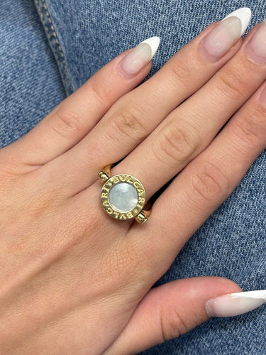 Bague 57 Bulgari - Bague Réversible or jaune nacre et onyx 58 Facettes 895
