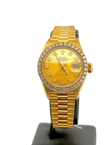 Montre Rolex Oyster perpetual Lady en or et diamants 58 Facettes