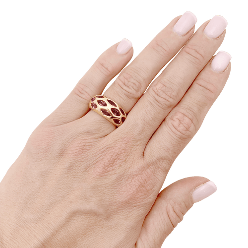 Bague 51 Bague jonc bombé, or jaune, tourmalines roses. 58 Facettes 34650