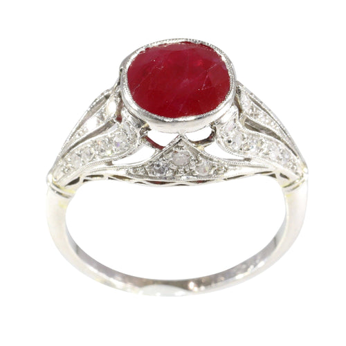 Bague 52 Bague de rêve décorative en rubis et diamants birmans 58 Facettes 16319-0014