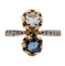 Bague 44 Bague Toi et Moi or, diamant et saphir épaulés (circa 1910) 58 Facettes A05407