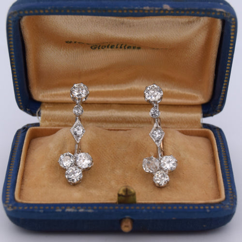 Boucles d'oreilles Boucles d'oreilles en platine et or jaune avec diamants 58 Facettes