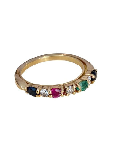Bague 51 Bague Demi-alliance Américaine, en or jaune 18k 58 Facettes