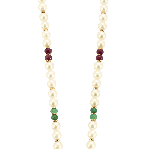 Collier Collier or jaune perles et pierres précieuses 58 Facettes BO/250008