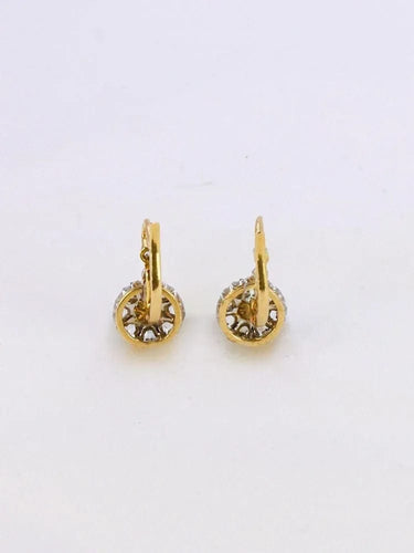 Boucles d'oreilles dormeuses anciennes perles diamants taille rose 58 Facettes J538