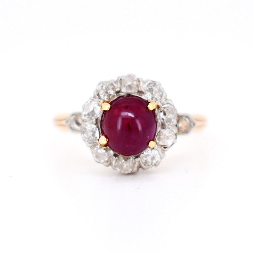 Bague Marguerite, Belle Époque, Or 18 Carats, Rubis et Diamants