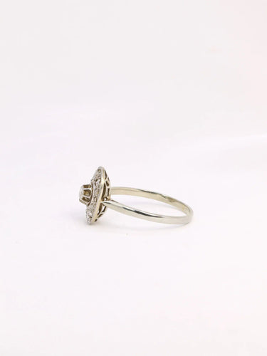 Bague Bague Belle Epoque ovale or platine diamant 0,15 ct 58 Facettes J324