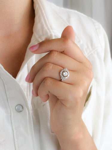 Bague 51 Bague Art Deco diamants platine 58 Facettes 1143