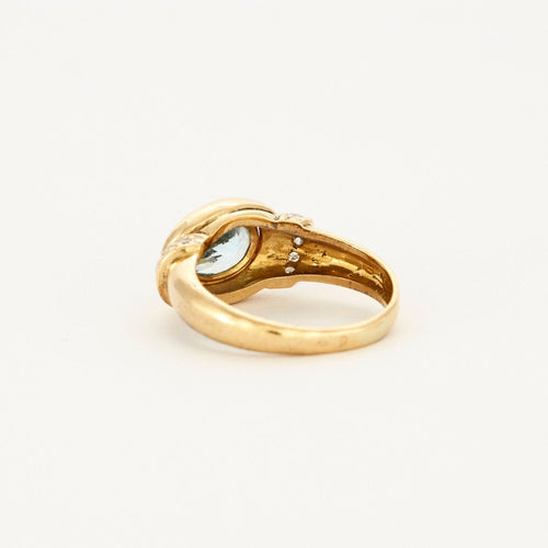 Bague 49.5 Bague jonc or jaune aigue marine et diamants 58 Facettes AB23