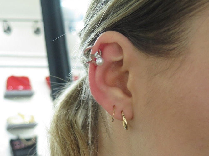 Boucles d'oreilles bijou d'oreille TASAKI 1 clip comet plus argent massif perle 58 Facettes 258988