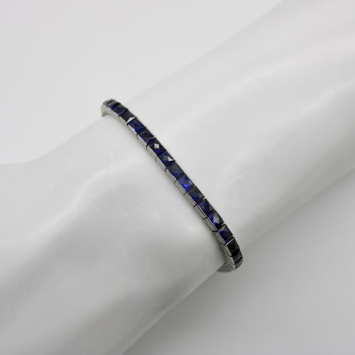 Bracelet Bracelet classique Art Déco en platine et saphir 58 Facettes A20020