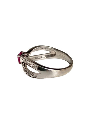 Bague 58 Bague or gris rubis et diamants 58 Facettes