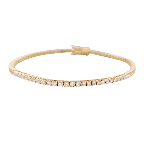 Bracelet ligne tennis or jaune, diamants. 58 Facettes 34345