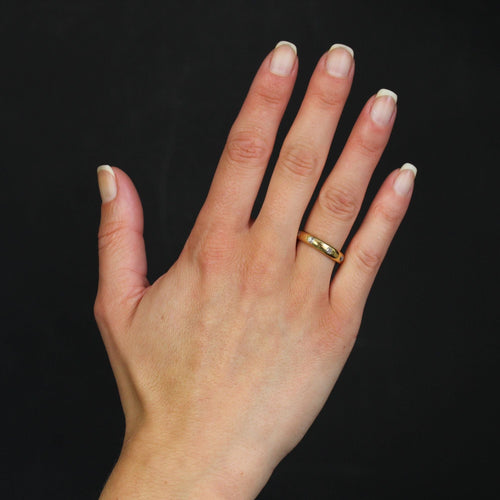 Bague 55 Alliance ancienne or jaune et diamants coussin 58 Facettes 24-263