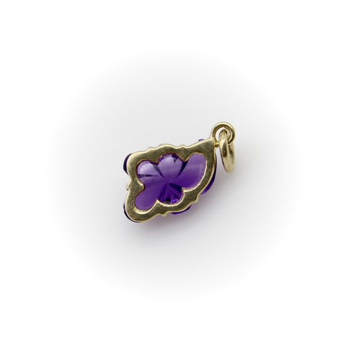 Pendentif Breloque fleur en améthyste sculptée à la main et signée en or 14 carats 58 Facettes A2006V