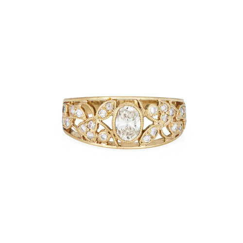 Bague 49.5 Bague vigne diamant vintage en or jaune 58 Facettes G13617