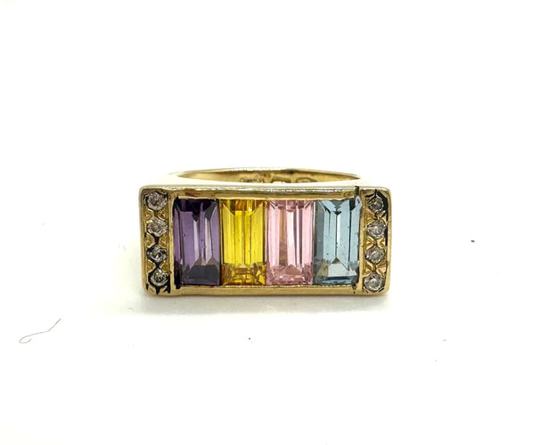 Bague 56 Bague Premier avec pierres multicolores 58 Facettes