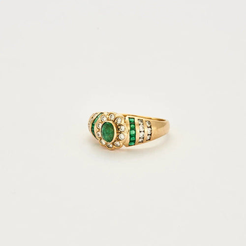 Bague 55 BAGUE FLEUR DIAMANTS ET EMERAUDES 58 Facettes BO/230103