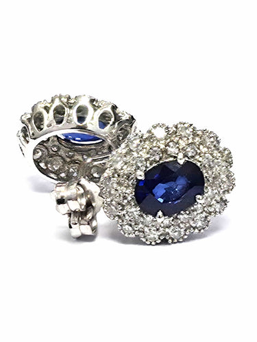 Boucles d'oreilles Boucles d'oreilles en platine avec saphirs et diamants 58 Facettes