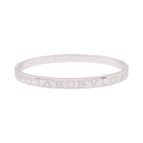 Bracelet Bracelet jonc Bulgari "Bulgari Bulgari" or blanc, diamants. 58 Facettes 34068