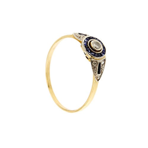 Bague Bague halo avec saphirs et diamants 58 Facettes 36385