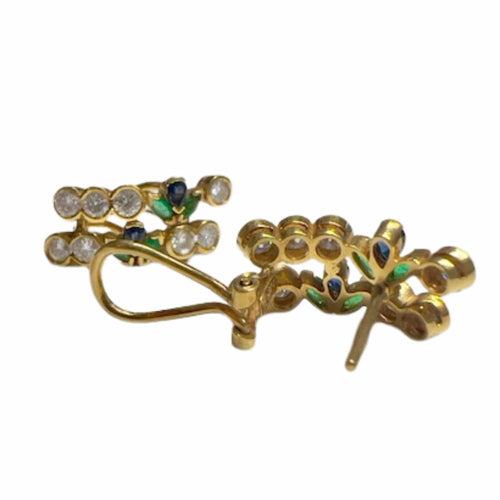 Boucles d'oreilles BOUCLES D'OREILLES CONTEMPORAINES DU XXE SIÈCLE en OR 18 carats avec DIAMANTS et ÉMERAUDES 58 Facettes Q30B