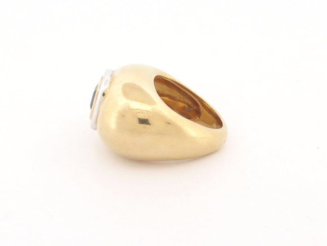 Bague 51 vintage bague POIRAY sertie d'un saphir asscher or jaune 58 Facettes 261195