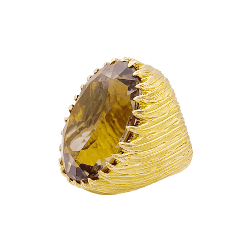 Bague 54 Bague cocktail or jaune, quartz fumé. 58 Facettes 34332