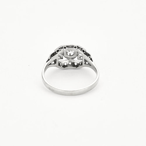 Bague 57 Bague Art Déco or blanc, platine et diamants 58 Facettes MB7