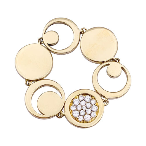 Bague 56 Bague Fred, "Miss Fred Moon" or jaune, diamants. 58 Facettes 33502