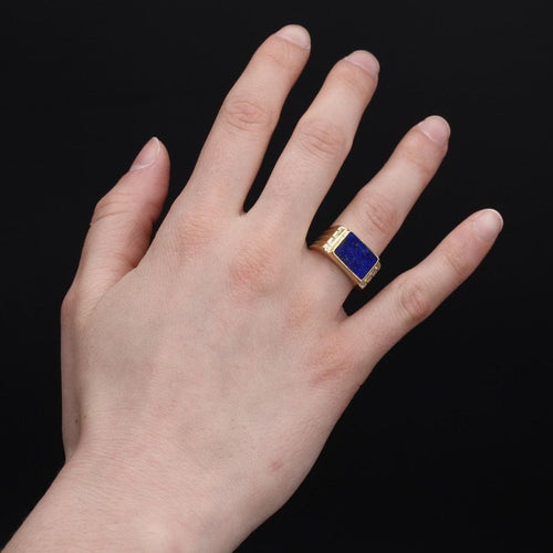 Bague 50 Chevalière or et lapis lazuli 58 Facettes 20-573-48