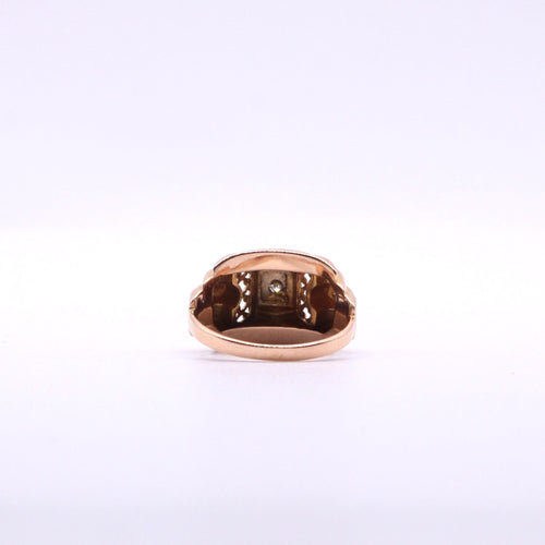 Bague 48 Bague tank ajourée et diamant sur or rose 58 Facettes