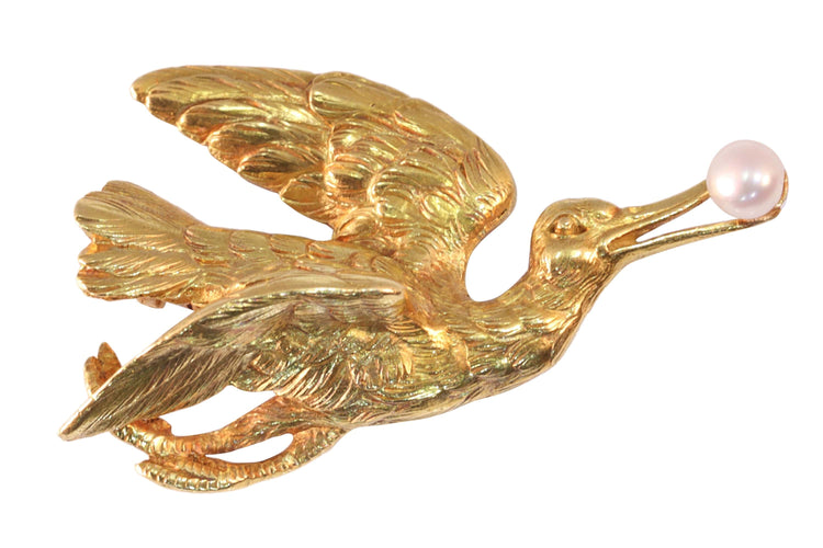 Pendentif Broche-pendentif cigogne victorienne 58 Facettes 24071-0151