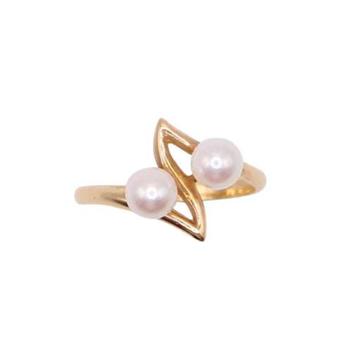 Bague Bague Toi et Moi or jaune 18k et perles de culture 58 Facettes