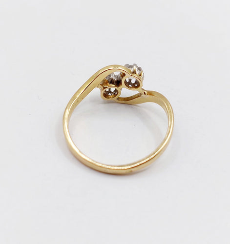 Bague 56 Bague toi et moi antique or 18k diamants et monture tourbillon (circa 1900) 58 Facettes A06310