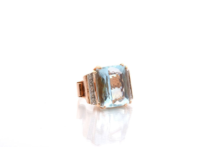 Bague 57.5 Bague vintage aigue-marine en or 58 Facettes 26999