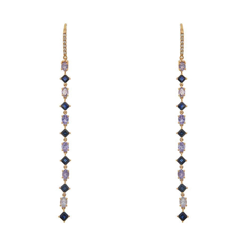 Boucles d'oreilles Boucles d'oreilles pendantes avec diamants, saphirs et tanzanite 58 Facettes 33053