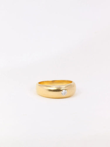 Bague 48 Bague jonc anglais or jaune diamant 0,1 ct 58 Facettes J24
