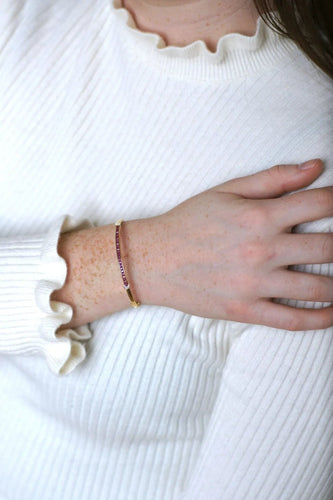 Bracelet Bracelet jonc ouvrant rubis calibrés et diamants 58 Facettes