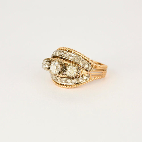 Bague 60 Bague Art Déco or rose 3 diamants 58 Facettes M8908