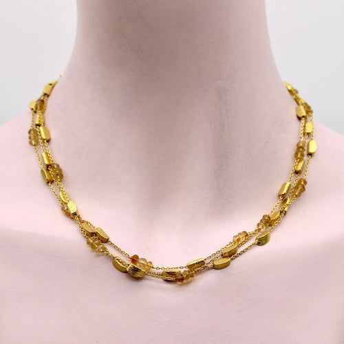 Collier Collier multi-rangs en or 18 carats et citrine briolette 58 Facettes