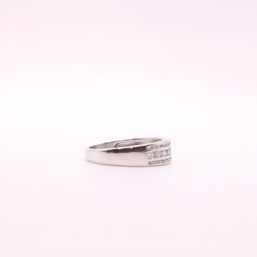 Bague Bague 3 rangs de diamants or blanc 58 Facettes