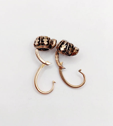 Boucles d'oreilles Dormeuses victoriennes or rose et diamant 58 Facettes A05396