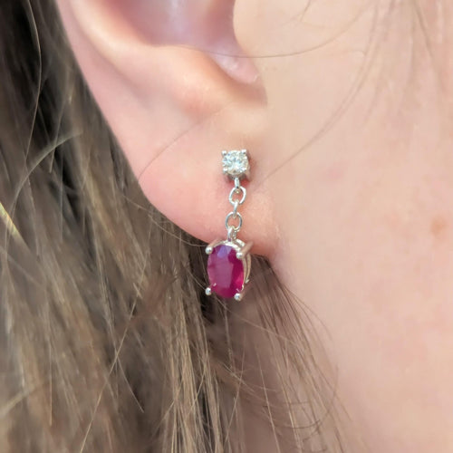 Boucles d'oreilles Boucles d'oreilles or blanc diamants et rubis 58 Facettes 28011