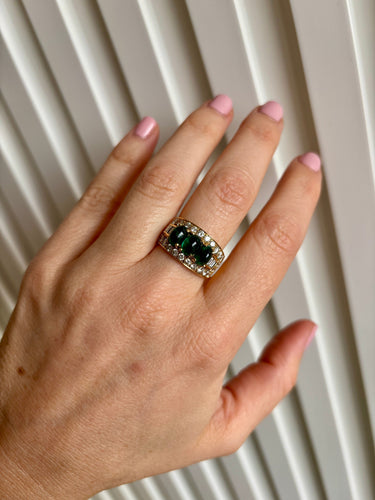 Bague BULGARi - Bague Trombino en or et diamants émeraude, années 1970 58 Facettes